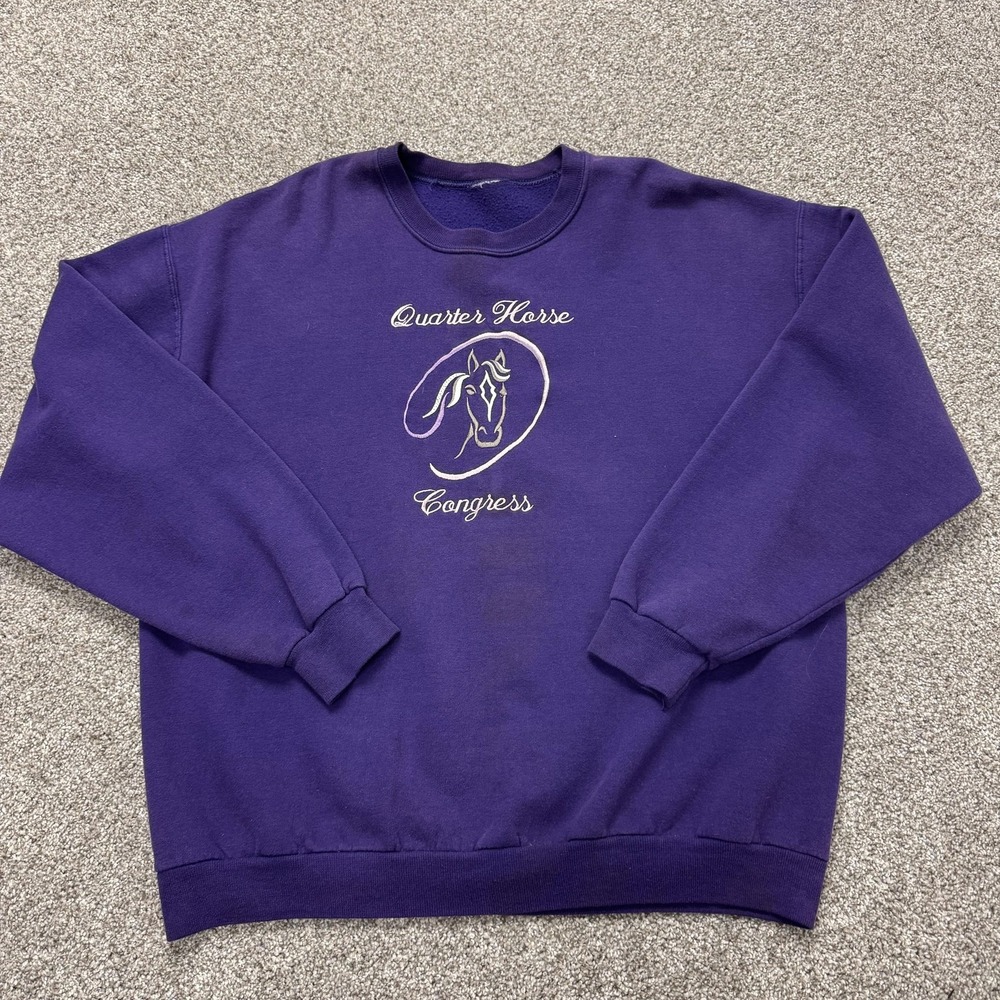 Quarter Horse Congress Sweatshirt Mens XL Purple Fleece Pullover Embroidered